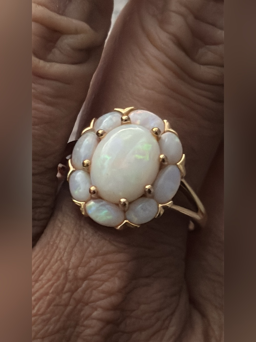Gold Over Sterling Silver Opal Halo Ring
